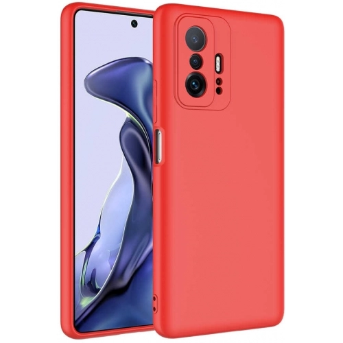 Xiaomi Mi 11T Kılıf İçi Kadife Mat Mara Lansman Silikon Kapak - Kırmızı