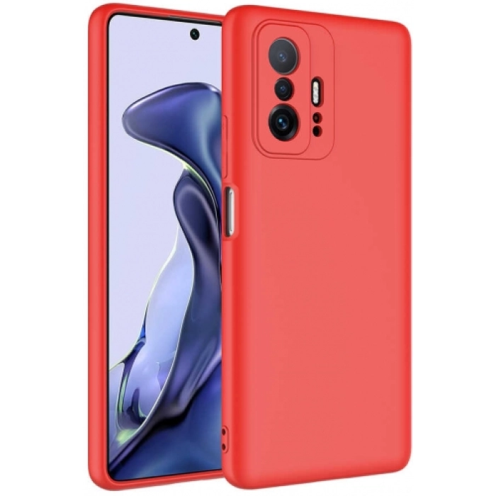 Xiaomi Mi 11T Kılıf İçi Kadife Mat Mara Lansman Silikon Kapak  - Kırmızı