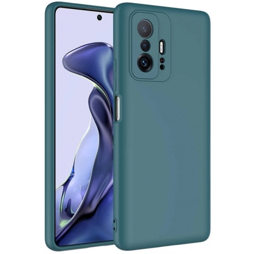 Xiaomi Mi 11T Kılıf İçi Kadife Mat Mara Lansman Silikon Kapak  - Koyu Yeşil