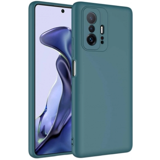 Xiaomi Mi 11T Kılıf İçi Kadife Mat Mara Lansman Silikon Kapak  - Koyu Yeşil