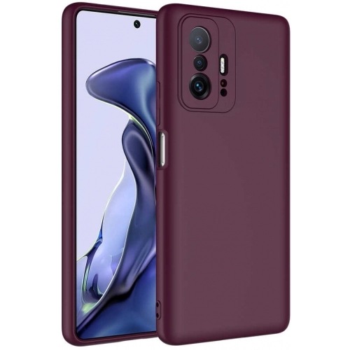 Xiaomi Mi 11T Kılıf İçi Kadife Mat Mara Lansman Silikon Kapak  - Mürdüm