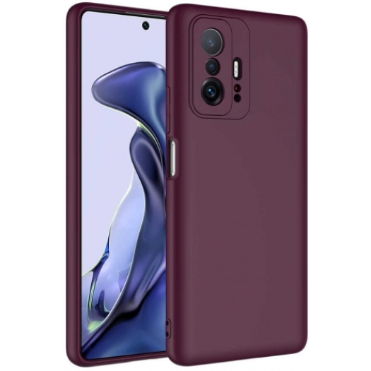 Xiaomi Mi 11T Kılıf İçi Kadife Mat Mara Lansman Silikon Kapak  - Mürdüm