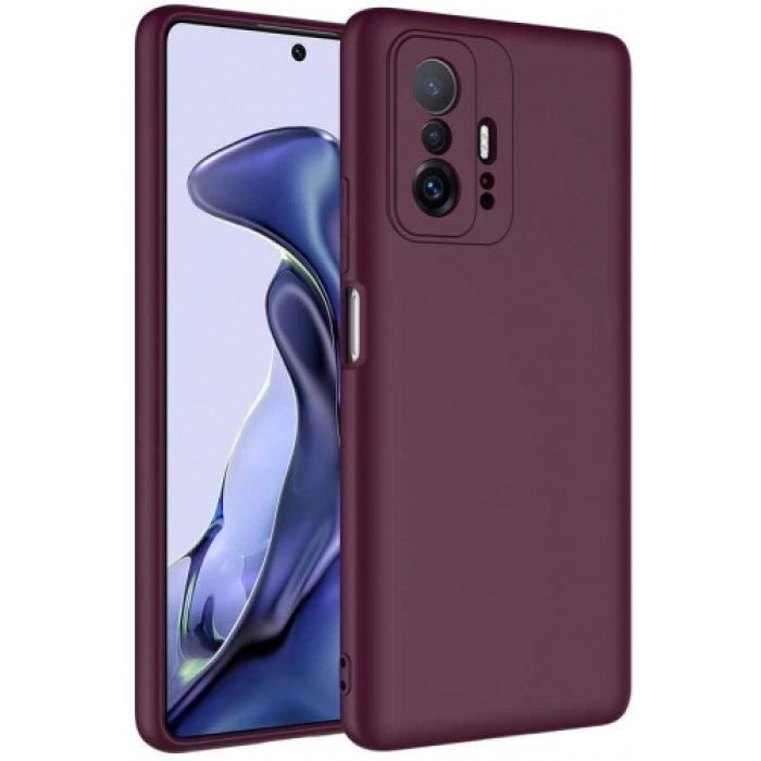 Xiaomi Mi 11T Kılıf İçi Kadife Mat Mara Lansman Silikon Kapak  - Mürdüm