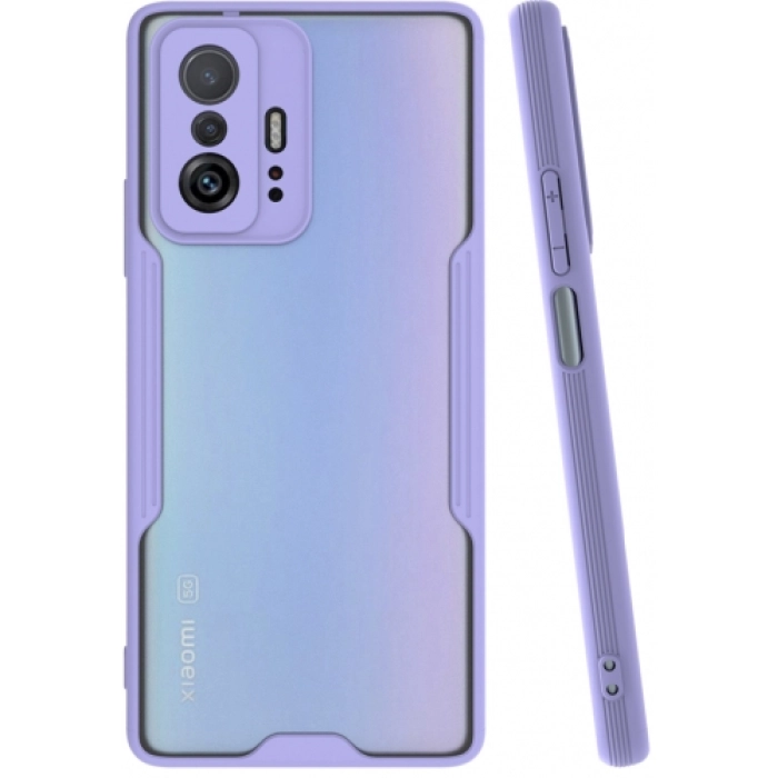 Xiaomi Mi 11T Kılıf Renkli Silikon Kamera Lens Korumalı Şeffaf Parfe Kapak - Lila