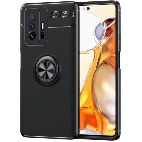 Xiaomi Mi 11T Pro Kılıf Renkli Silikon Yüzüklü Standlı Auto Focus Ravel Kapak - Siyah