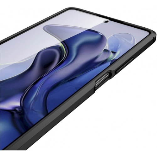 Xiaomi Mi 11T Pro Kılıf Deri Görünümlü Lüks Parmak İzi Bırakmaz Niss Silikon Kapak - Siyah