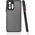 Xiaomi Mi 11T Pro Kılıf Kamera Korumalı Arkası Şeffaf Mat Silikon Kapak - Siyah