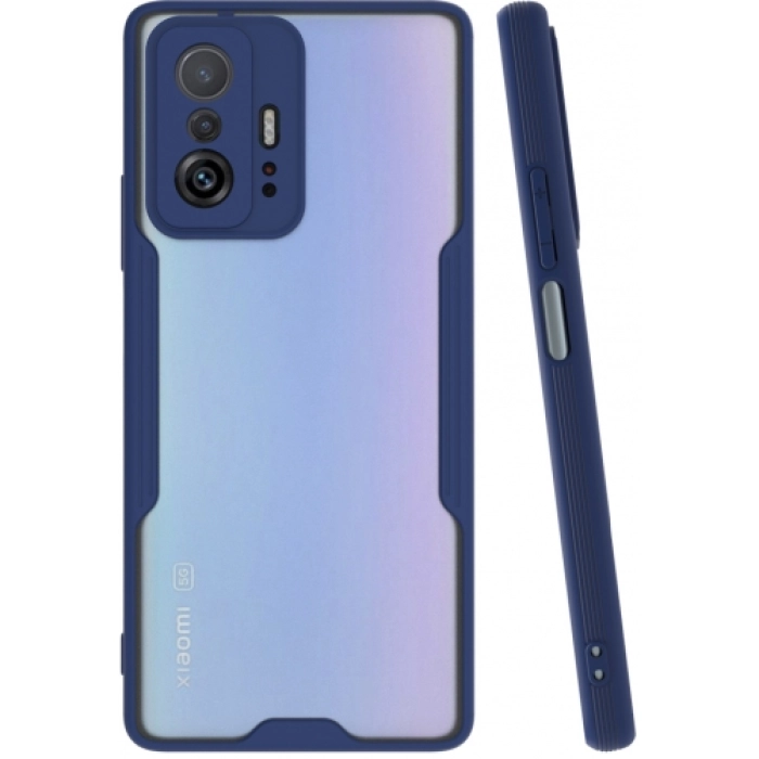 Xiaomi Mi 11T Pro Kılıf Renkli Silikon Kamera Lens Korumalı Şeffaf Parfe Kapak - Lacivert