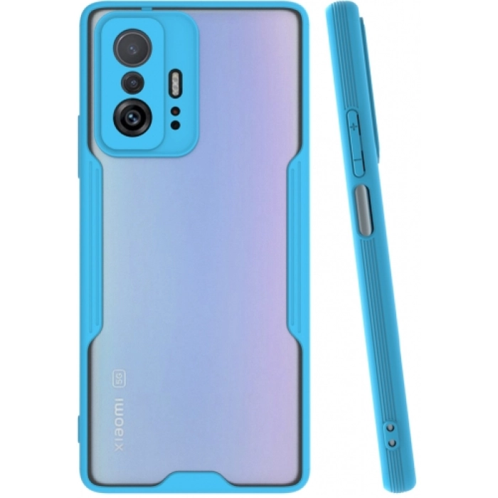 Xiaomi Mi 11T Pro Kılıf Renkli Silikon Kamera Lens Korumalı Şeffaf Parfe Kapak - Mavi