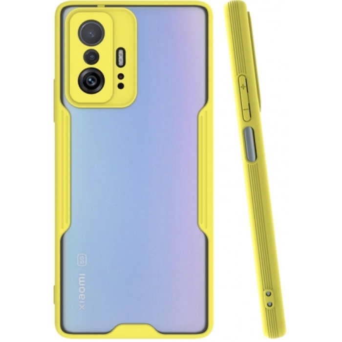 Xiaomi Mi 11T Pro Kılıf Renkli Silikon Kamera Lens Korumalı Şeffaf Parfe Kapak - Sarı