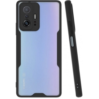 Xiaomi Mi 11T Pro Kılıf Renkli Silikon Kamera Lens Korumalı Şeffaf Parfe Kapak - Siyah