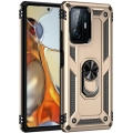 Xiaomi Mi 11T Pro Kılıf Silikon Zırhlı Standlı Yüzüklü Mıknatıslı Tank Kapak - Gold