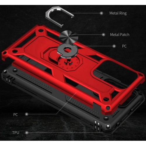 Xiaomi Mi 11T Pro Kılıf Silikon Zırhlı Standlı Yüzüklü Mıknatıslı Tank Kapak - Gümüş