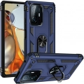 Xiaomi Mi 11T Pro Kılıf Silikon Zırhlı Standlı Yüzüklü Mıknatıslı Tank Kapak - Lacivert