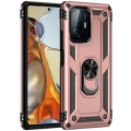 Xiaomi Mi 11T Pro Kılıf Silikon Zırhlı Standlı Yüzüklü Mıknatıslı Tank Kapak - Rose Gold