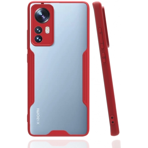 Xiaomi Mi 12 Kılıf Renkli Silikon Kamera Lens Korumalı Şeffaf Parfe Kapak - Kırmızı