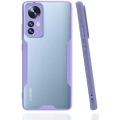 Xiaomi Mi 12 Kılıf Renkli Silikon Kamera Lens Korumalı Şeffaf Parfe Kapak - Lila