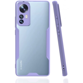 Xiaomi Mi 12 Kılıf Renkli Silikon Kamera Lens Korumalı Şeffaf Parfe Kapak - Lila