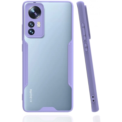 Xiaomi Mi 12 Kılıf Renkli Silikon Kamera Lens Korumalı Şeffaf Parfe Kapak - Lila