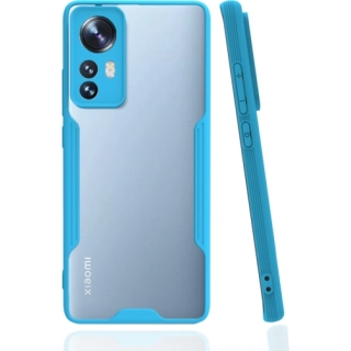 Xiaomi Mi 12 Kılıf Renkli Silikon Kamera Lens Korumalı Şeffaf Parfe Kapak - Mavi