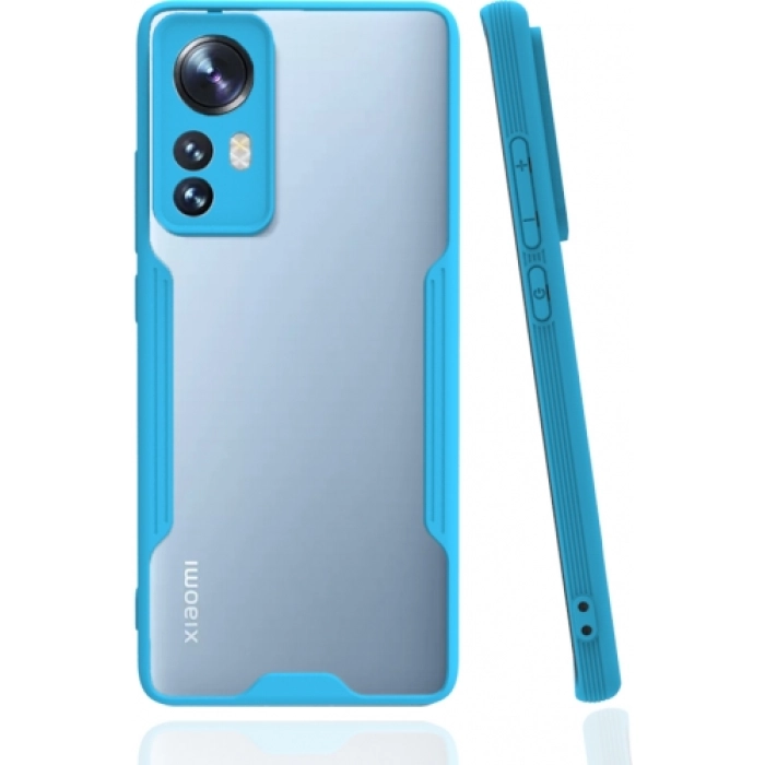 Xiaomi Mi 12 Kılıf Renkli Silikon Kamera Lens Korumalı Şeffaf Parfe Kapak - Mavi
