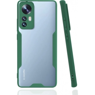 Xiaomi Mi 12 Kılıf Renkli Silikon Kamera Lens Korumalı Şeffaf Parfe Kapak - Yeşil