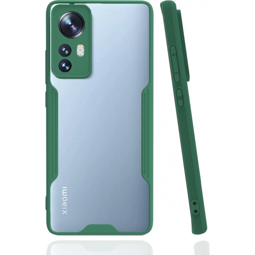 Xiaomi Mi 12 Kılıf Renkli Silikon Kamera Lens Korumalı Şeffaf Parfe Kapak - Yeşil