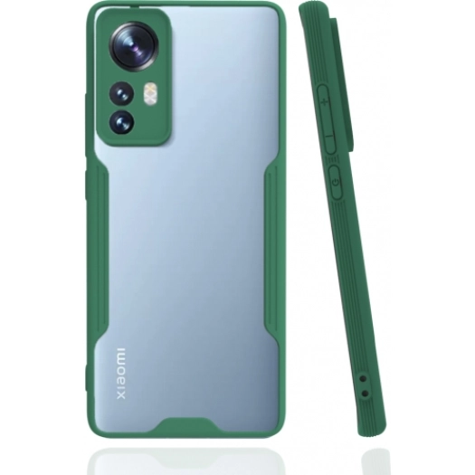 Xiaomi Mi 12 Kılıf Renkli Silikon Kamera Lens Korumalı Şeffaf Parfe Kapak - Yeşil