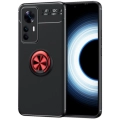 Xiaomi Mi 12 Lite Kılıf Renkli Silikon Yüzüklü Standlı Auto Focus Ravel Kapak - Kırmızı - Siyah