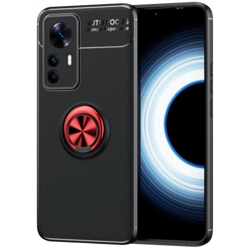 Xiaomi Mi 12 Lite Kılıf Renkli Silikon Yüzüklü Standlı Auto Focus Ravel Kapak - Kırmızı - Siyah