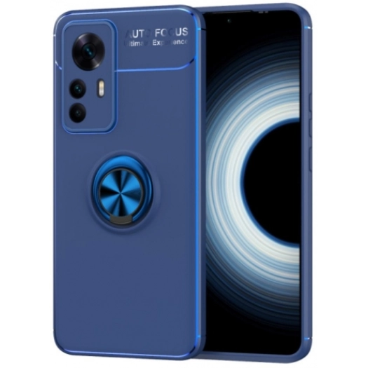 Xiaomi Mi 12 Lite Kılıf Renkli Silikon Yüzüklü Standlı Auto Focus Ravel Kapak - Mavi