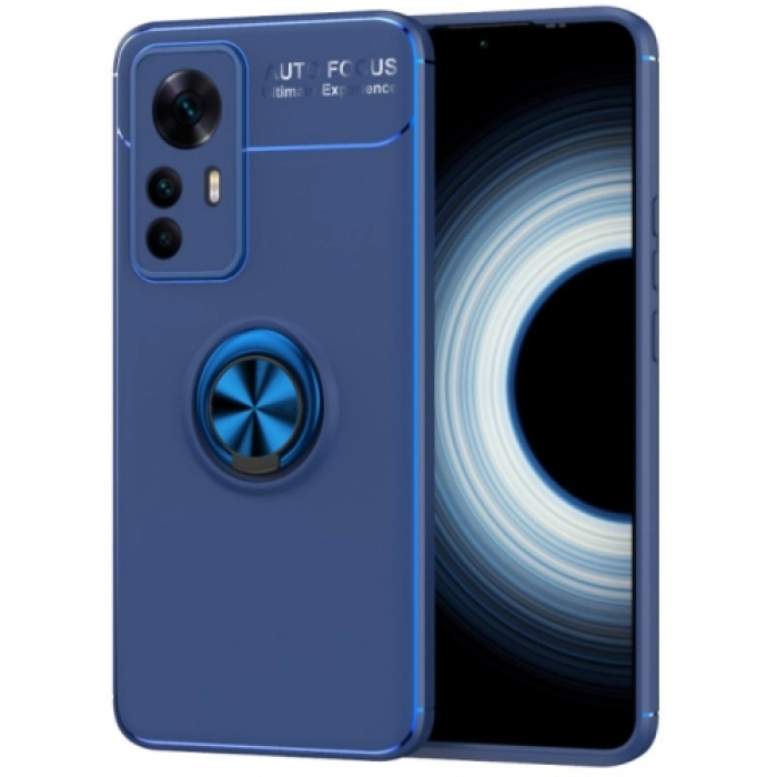 Xiaomi Mi 12 Lite Kılıf Renkli Silikon Yüzüklü Standlı Auto Focus Ravel Kapak - Mavi