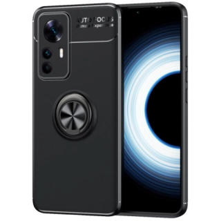 Xiaomi Mi 12 Lite Kılıf Renkli Silikon Yüzüklü Standlı Auto Focus Ravel Kapak - Siyah