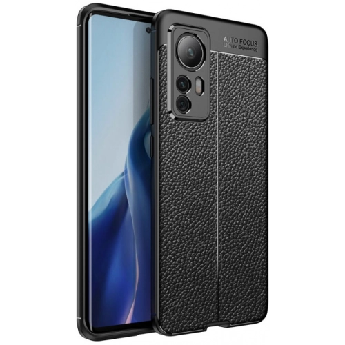 Xiaomi Mi 12 Lite Kılıf Deri Görünümlü Lüks Parmak İzi Bırakmaz Niss Silikon Kapak - Siyah