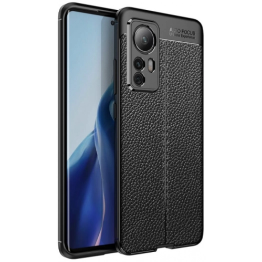 Xiaomi Mi 12 Lite Kılıf Deri Görünümlü Lüks Parmak İzi Bırakmaz Niss Silikon Kapak - Siyah