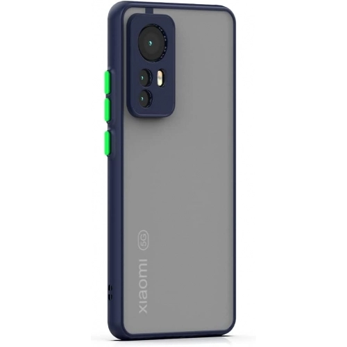 Xiaomi Mi 12 Lite Kılıf Kamera Korumalı Arkası Şeffaf Mat Silikon Kapak - Lacivert