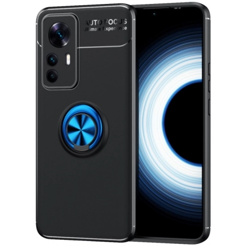 Xiaomi Mi 12T Kılıf Renkli Silikon Yüzüklü Standlı Auto Focus Ravel Kapak - Mavi - Siyah