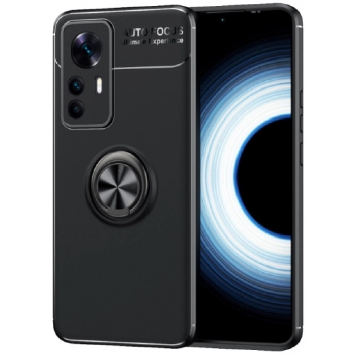 Xiaomi Mi 12T Kılıf Renkli Silikon Yüzüklü Standlı Auto Focus Ravel Kapak - Siyah