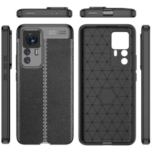 Xiaomi Mi 12T Kılıf Deri Görünümlü Lüks Parmak İzi Bırakmaz Niss Silikon Kapak - Siyah