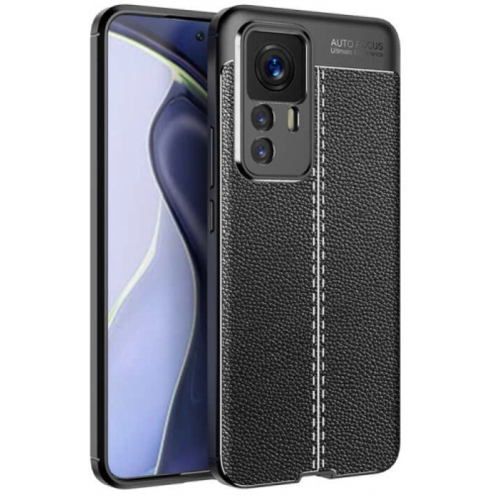 Xiaomi Mi 12T Kılıf Deri Görünümlü Lüks Parmak İzi Bırakmaz Niss Silikon Kapak - Siyah