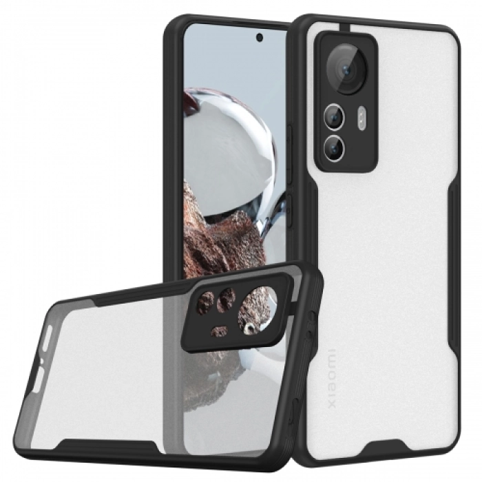 Xiaomi Mi 12T Kılıf Renkli Silikon Kamera Lens Korumalı Şeffaf Parfe Kapak - Siyah