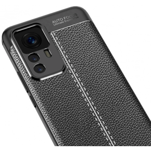 Xiaomi Mi 12T Pro Kılıf Deri Görünümlü Lüks Parmak İzi Bırakmaz Niss Silikon Kapak - Siyah