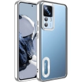 Xiaomi Mi 12T Pro Kılıf Kamera Lens Korumalı Şeffaf Renkli Logo Gösteren Parlak Kapak - Gümüş