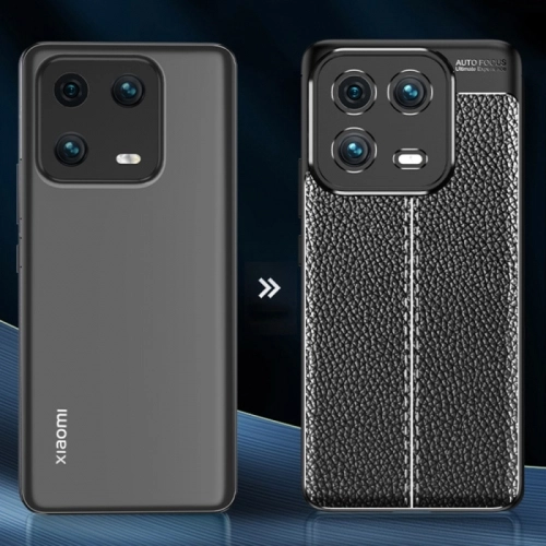 Xiaomi Mi 13 Kılıf Deri Görünümlü Lüks Parmak İzi Bırakmaz Niss Silikon Kapak - Siyah