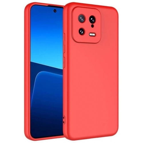 Xiaomi Mi 13 Kılıf İçi Kadife Mat Mara Lansman Silikon Kapak  - Kırmızı