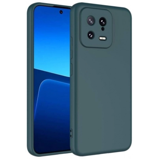 Xiaomi Mi 13 Kılıf İçi Kadife Mat Mara Lansman Silikon Kapak  - Koyu Yeşil