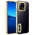 Xiaomi Mi 13 Kılıf Kamera Lens Korumalı Şeffaf Renkli Logo Gösteren Parlak Kapak - Gold
