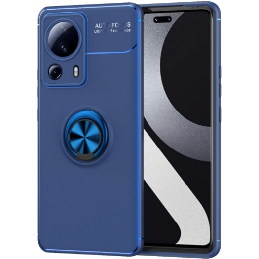 Xiaomi Mi 13 Lite Kılıf Renkli Silikon Yüzüklü Standlı Auto Focus Ravel Kapak - Mavi