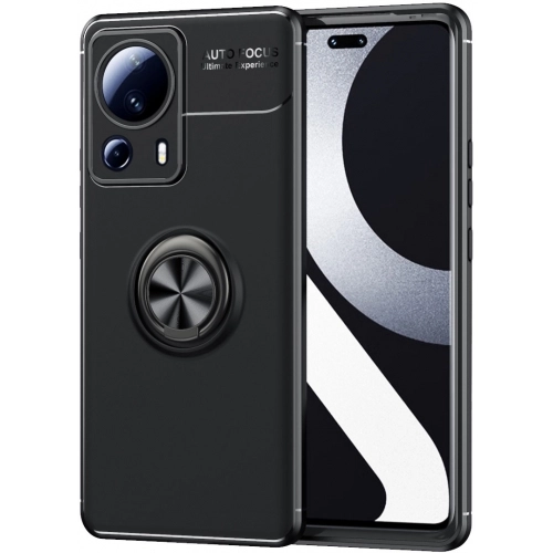 Xiaomi Mi 13 Lite Kılıf Renkli Silikon Yüzüklü Standlı Auto Focus Ravel Kapak - Siyah