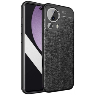 Xiaomi Mi 13 Lite Kılıf Deri Görünümlü Lüks Parmak İzi Bırakmaz Niss Silikon Kapak - Siyah